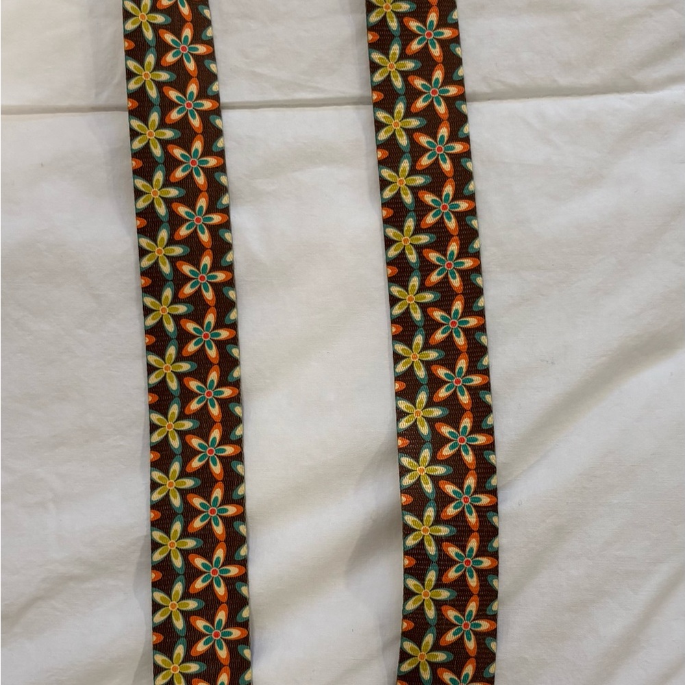 Men's Vibrant Floral Belt - Brown and Orange